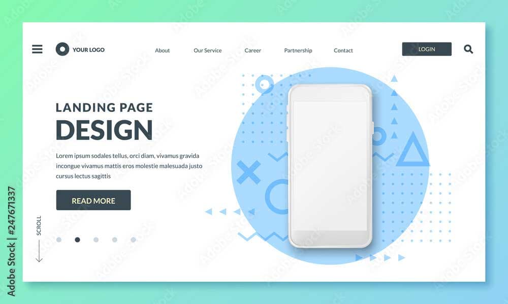 Landing page mostrada en un portátil