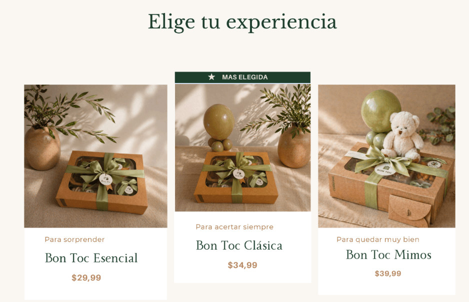 Regalos comestibles en la web de Bon Toc